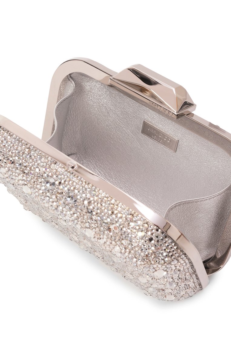 Женский клатч cloud JIMMY CHOO серебряного цвета, арт. CL0UD/EXC | Фото 5 (Драгоценные камни: Проставлено; Материал сплава: Проставлено; Размер: mini; Материал: Текстиль; Женское Кросс-КТ: Клатч-клатчи, Вечерняя сумка)