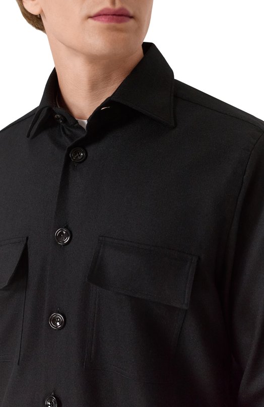 Шерстяная рубашка Kiton UMC016K0124G08 Чёрный  UMC016K0124G08 Фото 5