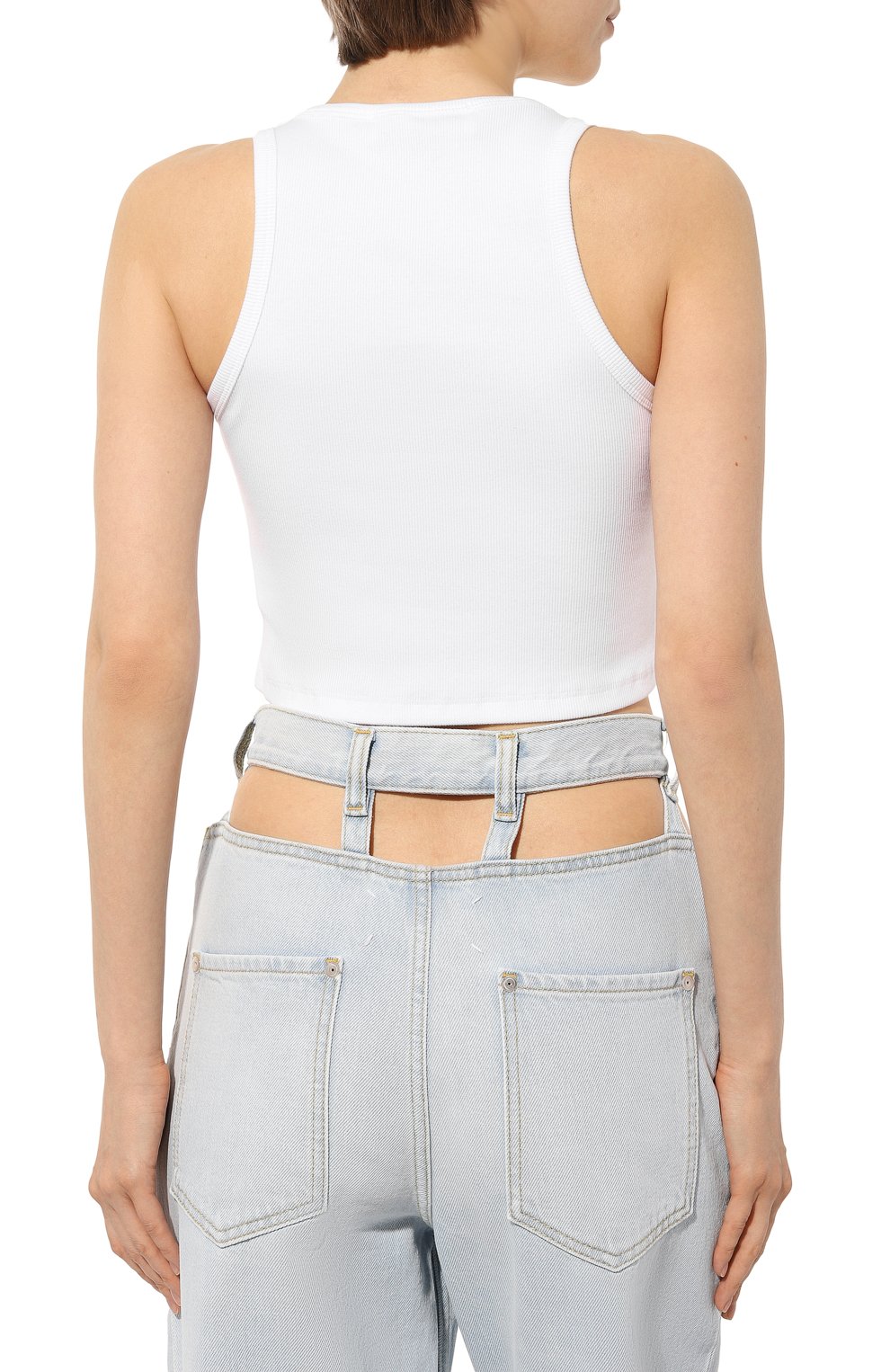 Хлопковый топ MSGM белого цвета по цене 39250 руб., арт. 3442MDT87X/237120, фото 4 Хлопковый топ MSGM, арт. 3442MDT87X/237120, фото 4