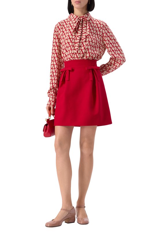 Юбка из шерсти и шелка Valentino 6B3RACK11CF Красный  6B3RACK11CF Фото 2