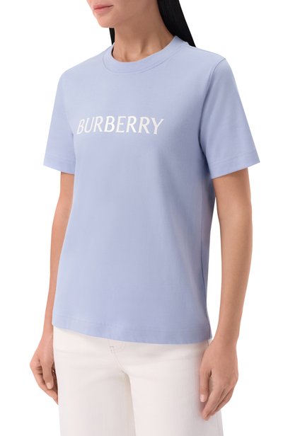 Хлопковая футболка BURBERRY голубого цвета по цене 49950 руб., арт. 8127260, фото 3 Хлопковая футболка BURBERRY, арт. 8127260, фото 3