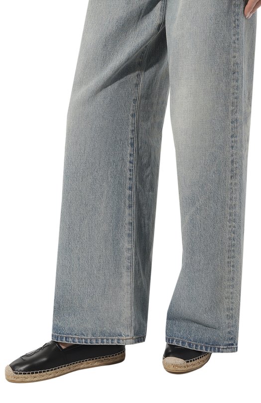 Кожаные эспадрильи Espadrille Saint Laurent 458573/AAALP Чёрный  458573/AAALP Фото 3