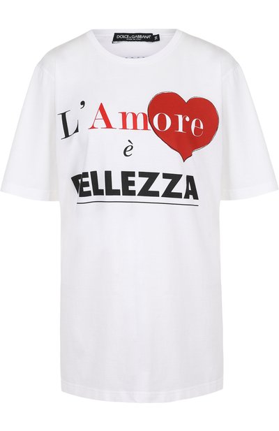 Женская хлопковая футболка свободного кроя с принтом DOLCE & GABBANA, арт. F8K27T/FH7MN