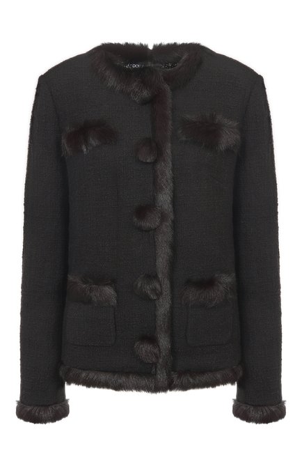 Женский твидовый жакет с отделкой мехом козы DOLCE & GABBANA, арт. F27HIZ/HUMJK