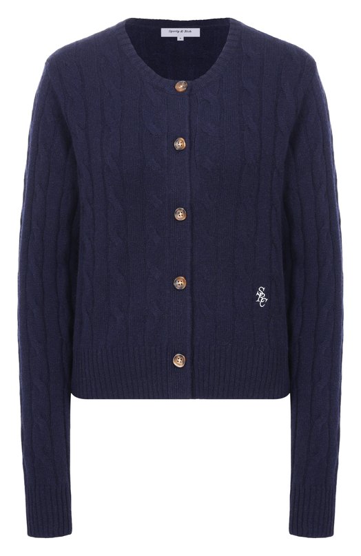 Кардиган из шерсти и кашемира Sporty and Rich CA00365302BL106 Синий CA00365302BL106