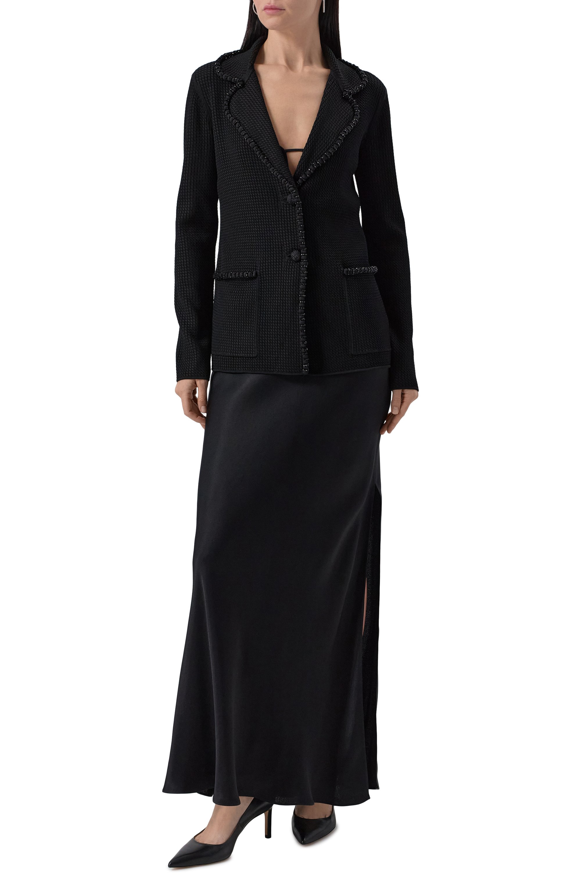 Жакет EMPORIO ARMANI черного цвета по цене 94600 руб., арт. EW000934/AF15112, фото 2 Жакет EMPORIO ARMANI, арт. EW000934/AF15112, фото 2