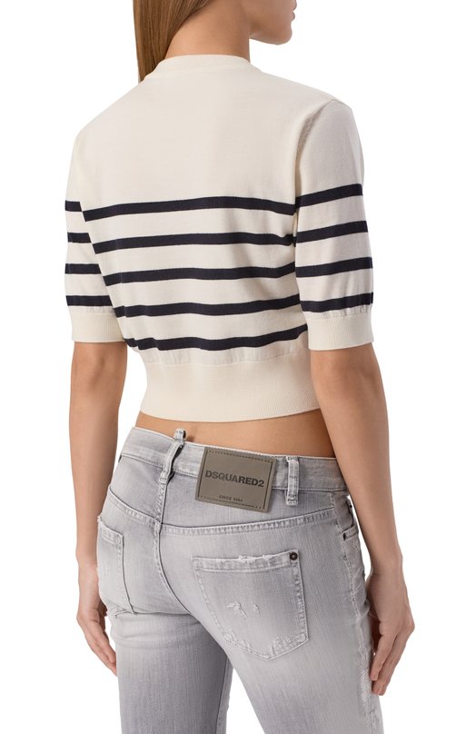 Шерстяной пуловер Dsquared2 S75HA1393/D13153 Кремовый  S75HA1393/D13153 Фото 4