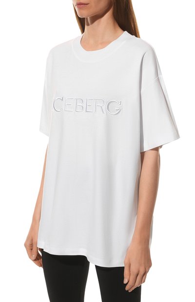 Хлопковая футболка ICEBERG белого цвета по цене 19450 руб., арт. 22E I2P0/F5A1/6307, фото 3 Хлопковая футболка ICEBERG, арт. 22E I2P0/F5A1/6307, фото 3