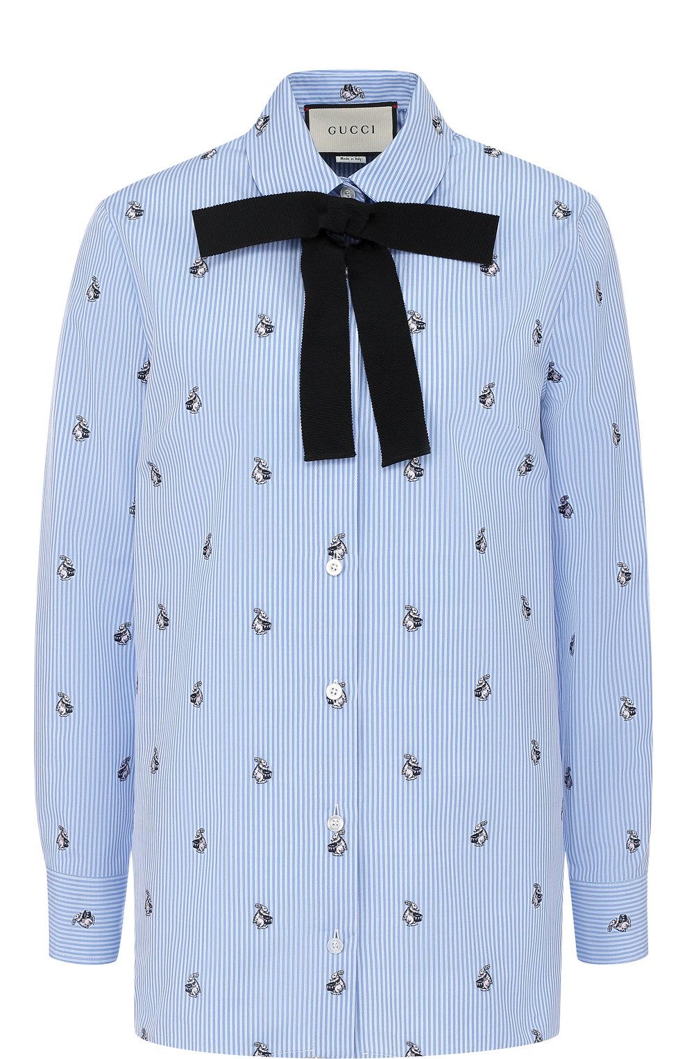 Хлопковая блуза прямого кроя с бантом GUCCI, арт. 476099/Z381C, фото 1