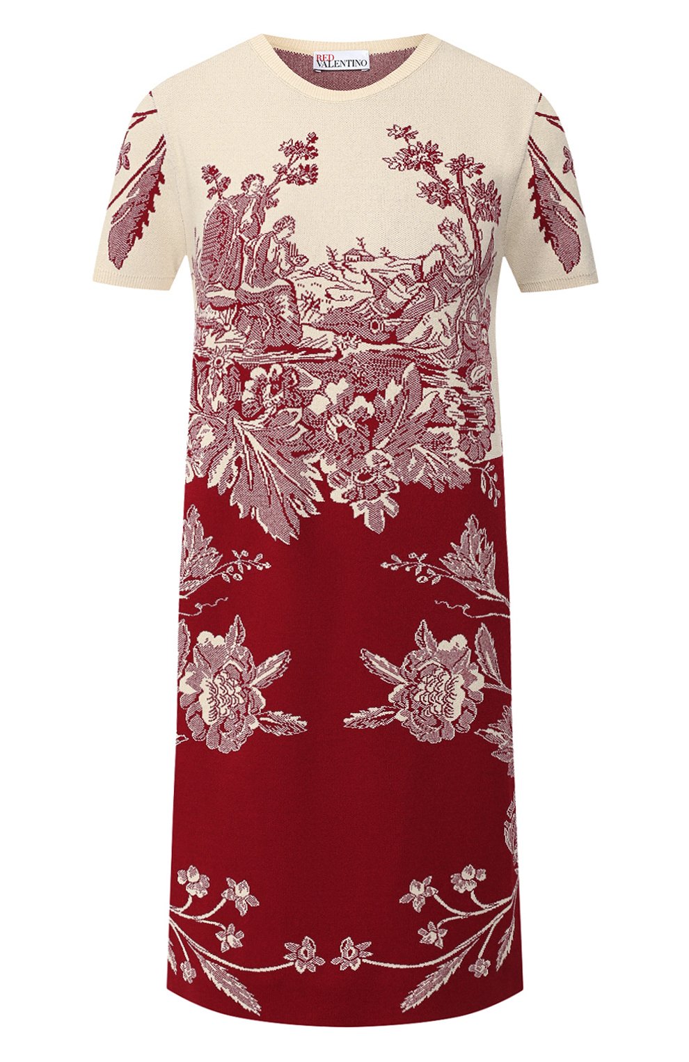 Платье из вискозы REDVALENTINO бордового цвета по цене 58950 руб., арт. SR0KDB01/4MJ, фото 1 Платье из вискозы REDVALENTINO, арт. SR0KDB01/4MJ, фото 1