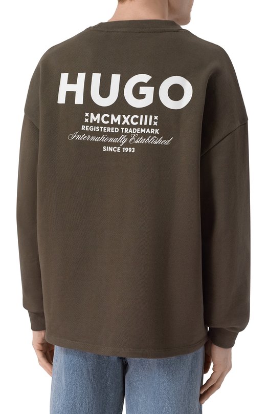 Хлопковый свитшот HUGO Blue 50510732 Коричневый  50510732 Фото 4