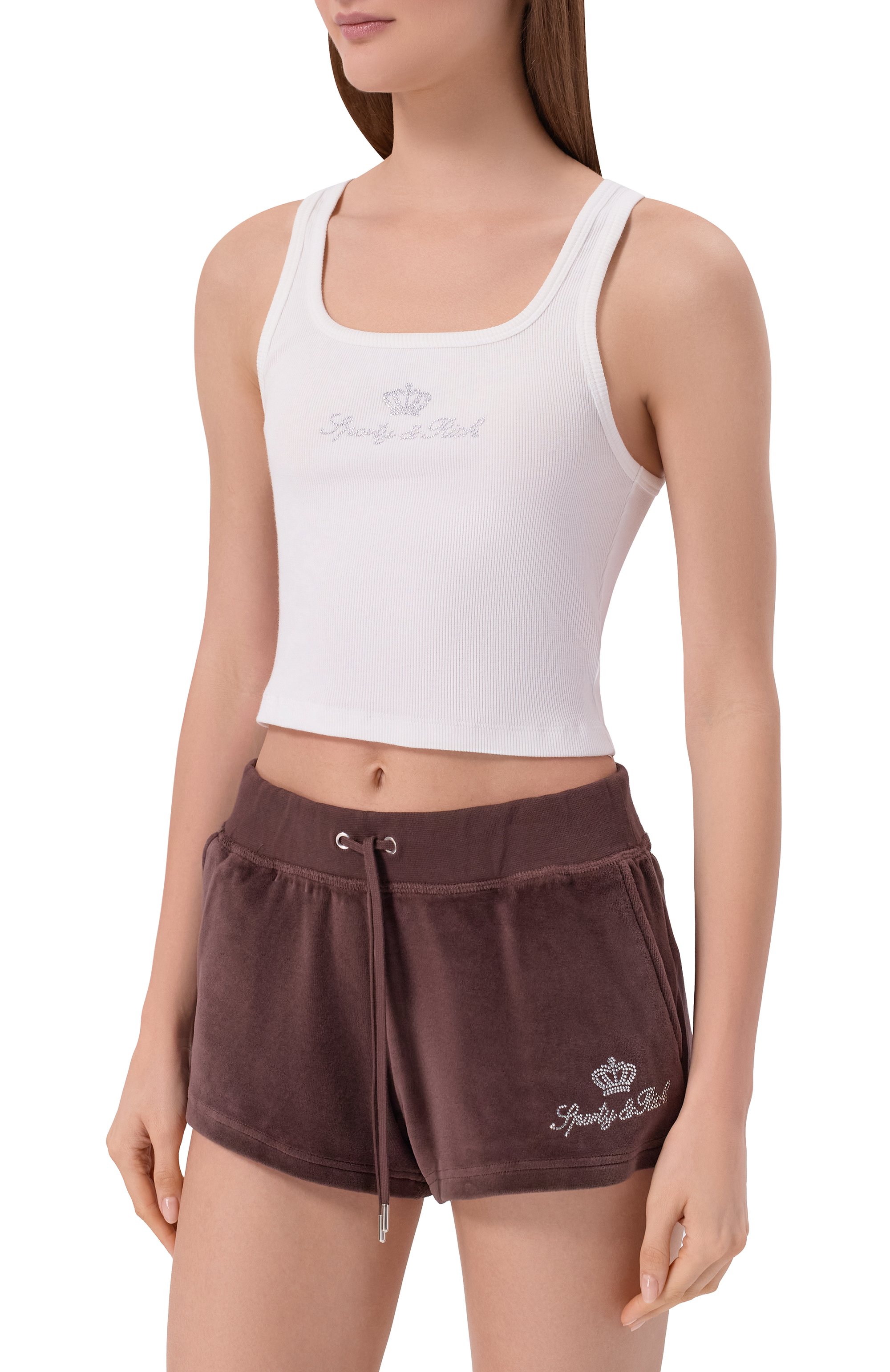 Хлопковая майка SPORTY AND RICH, арт. T0116716689WH01/JUICY CR0WN RIBBED TANK, фото 3