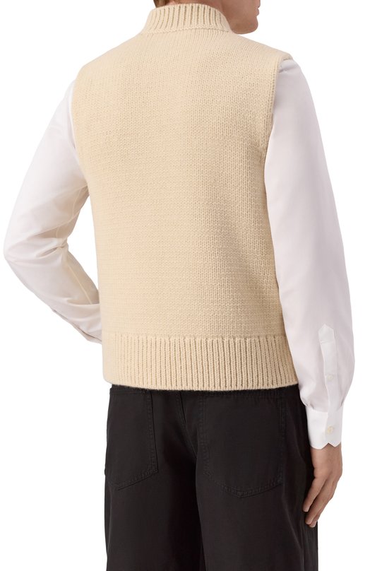 Жилет из шерсти и кашемира Dries Van Noten 021245-2710-005 Кремовый  021245-2710-005 Фото 4