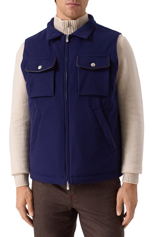 Шерстяной жилет Brunello Cucinelli MM4701646 Синий  MM4701646 Фото 7