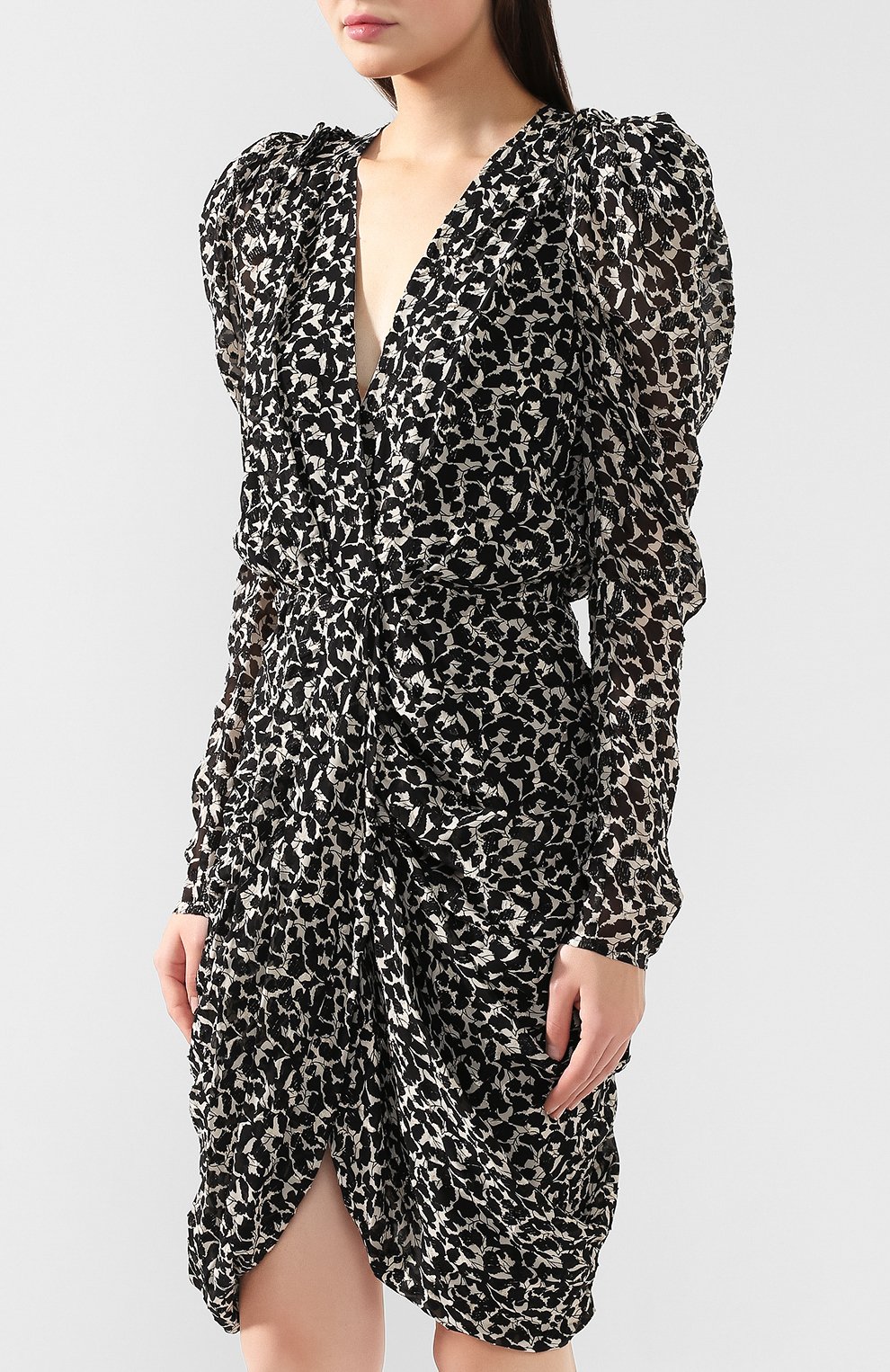 Платье из вискозы ISABEL MARANT черно-белого цвета по цене 77550 руб., арт. R01578-19H032I/ISS0LYA, фото 3 Платье из вискозы ISABEL MARANT, арт. R01578-19H032I/ISS0LYA, фото 3
