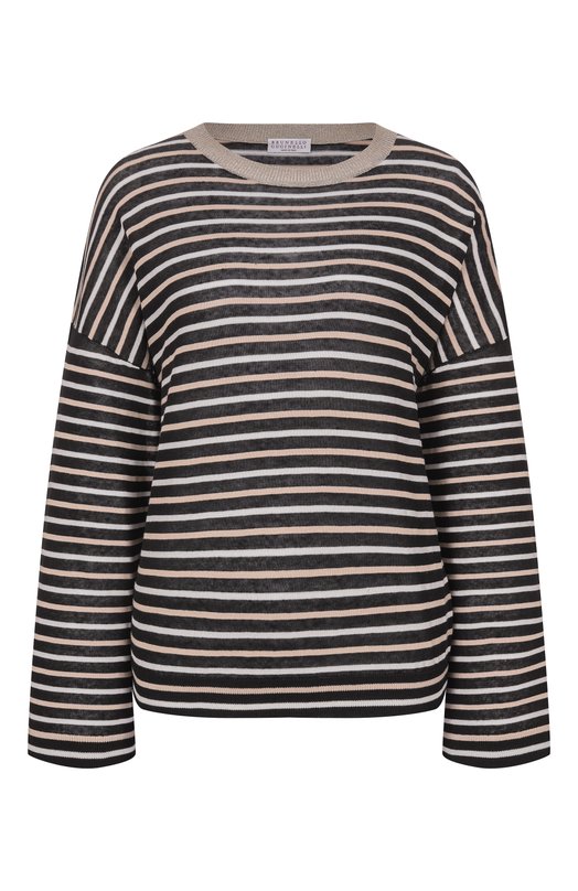 Льняной пуловер Brunello Cucinelli M1T272310 Чёрно-белый M1T272310