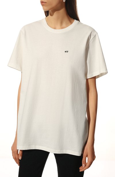 Хлопковая футболка SASHAVERSE молочного цвета по цене 6890 руб., арт. TSHIRT1SS22, фото 3 Хлопковая футболка SASHAVERSE, арт. TSHIRT1SS22, фото 3