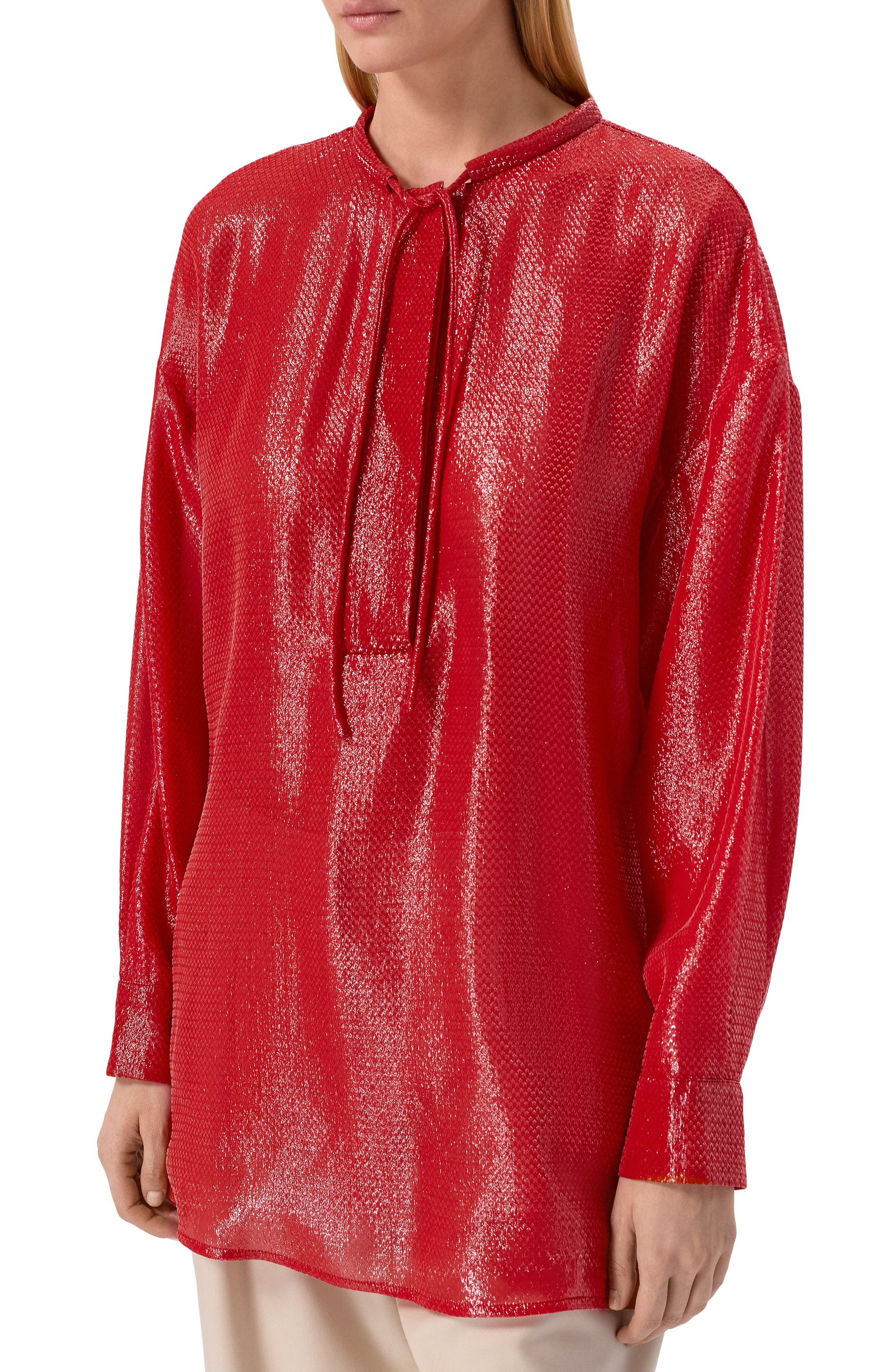 Шелковая блузка GIORGIO ARMANI красного цвета по цене 344000 руб., арт. GW002564/TE20005, фото 3 Шелковая блузка GIORGIO ARMANI, арт. GW002564/TE20005, фото 3