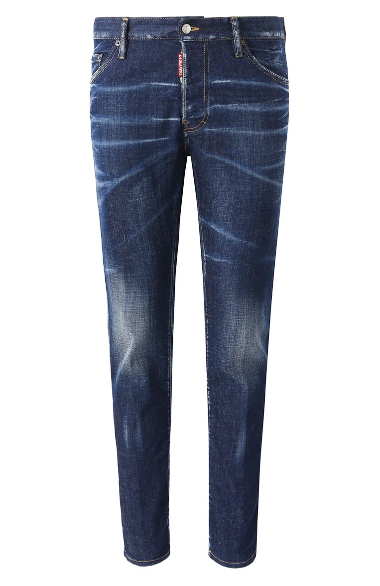 Мужские джинсы cool guy DSQUARED2 темно-синего цвета, арт. S74LB1315/S30342 | Фото 1 (Материал внешний: Хлопок, Деним; Длина (брюки, джинсы): Стандартные; Кросс-КТ: Деним; Детали: Делаве; Стили: Повседневный; Автоматизация ТО: Проставлено; Автоматизация состава: Проставлено; Силуэт М (брюки): Узкие)