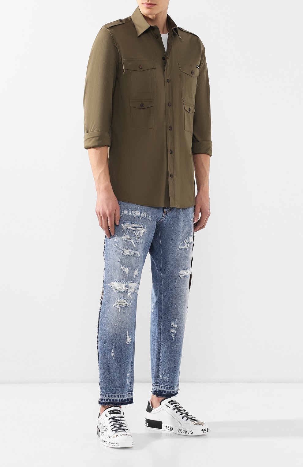 Кожаные кеды portofino DOLCE & GABBANA, арт. CS1587/AK160, фото 2