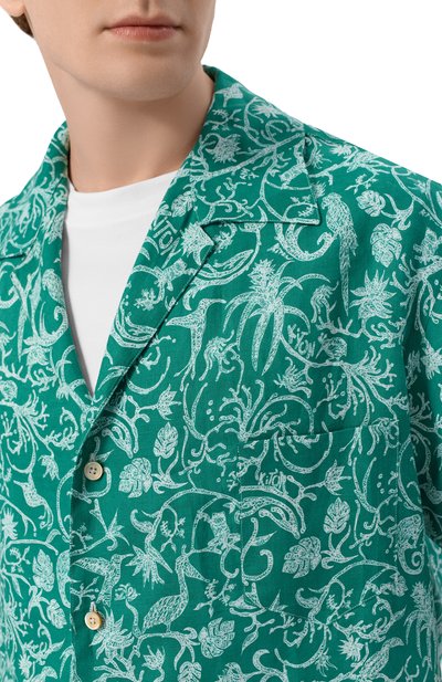 Льняная рубашка KITON зеленого цвета по цене 121000 руб., арт. UMC028H09717, фото 5 Льняная рубашка KITON, арт. UMC028H09717, фото 5