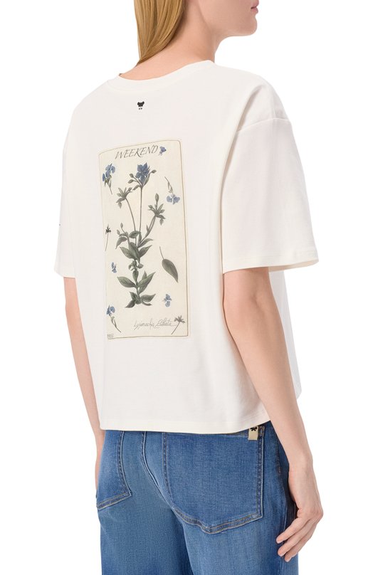 Хлопковая футболка Weekend Max Mara LECC0 Кремовый  LECC0 Фото 4