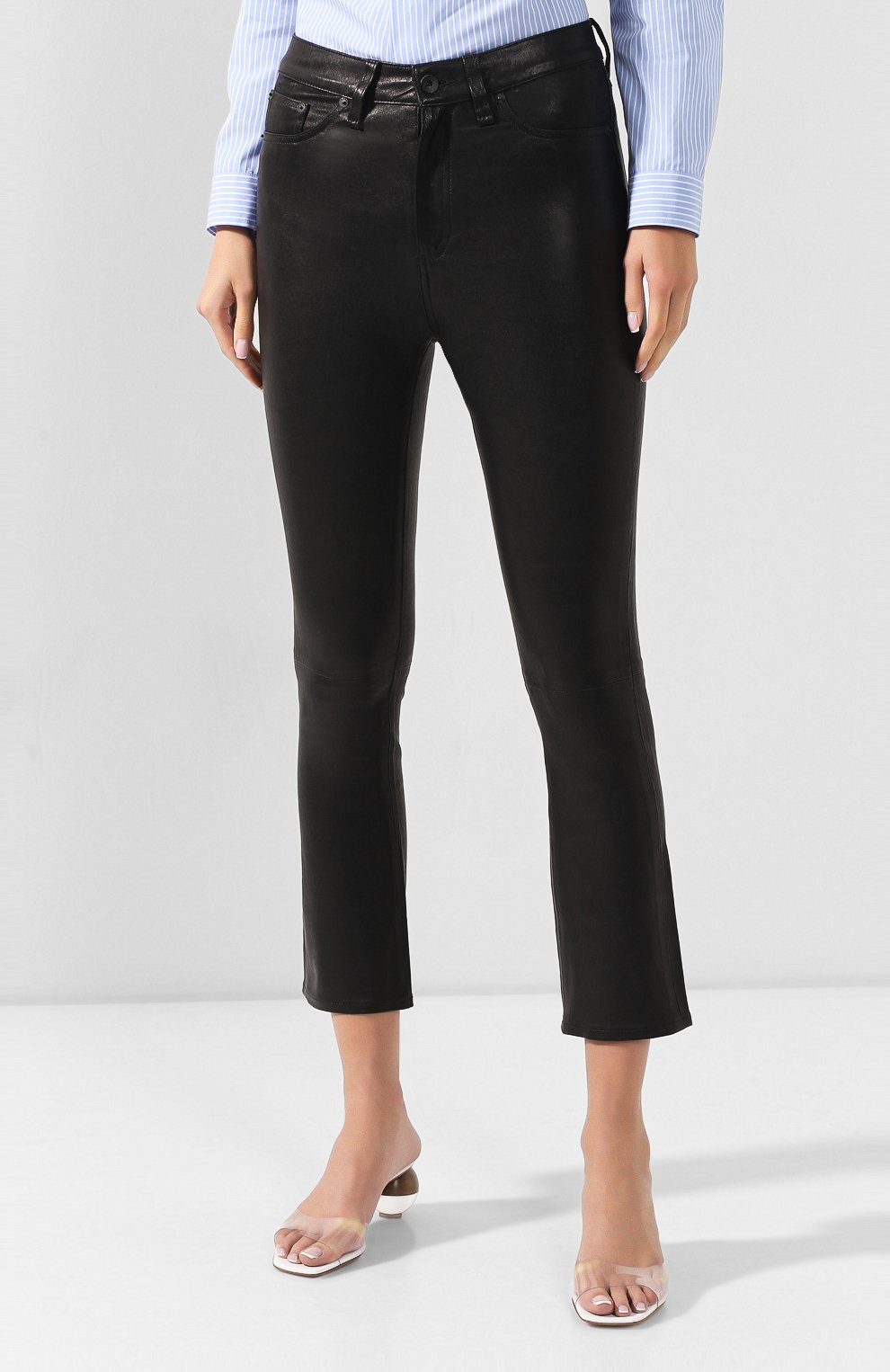 Кожаные брюки RAG AND BONE черного цвета по цене 87550 руб., арт. W1615L059BLK, фото 3 Кожаные брюки RAG AND BONE, арт. W1615L059BLK, фото 3