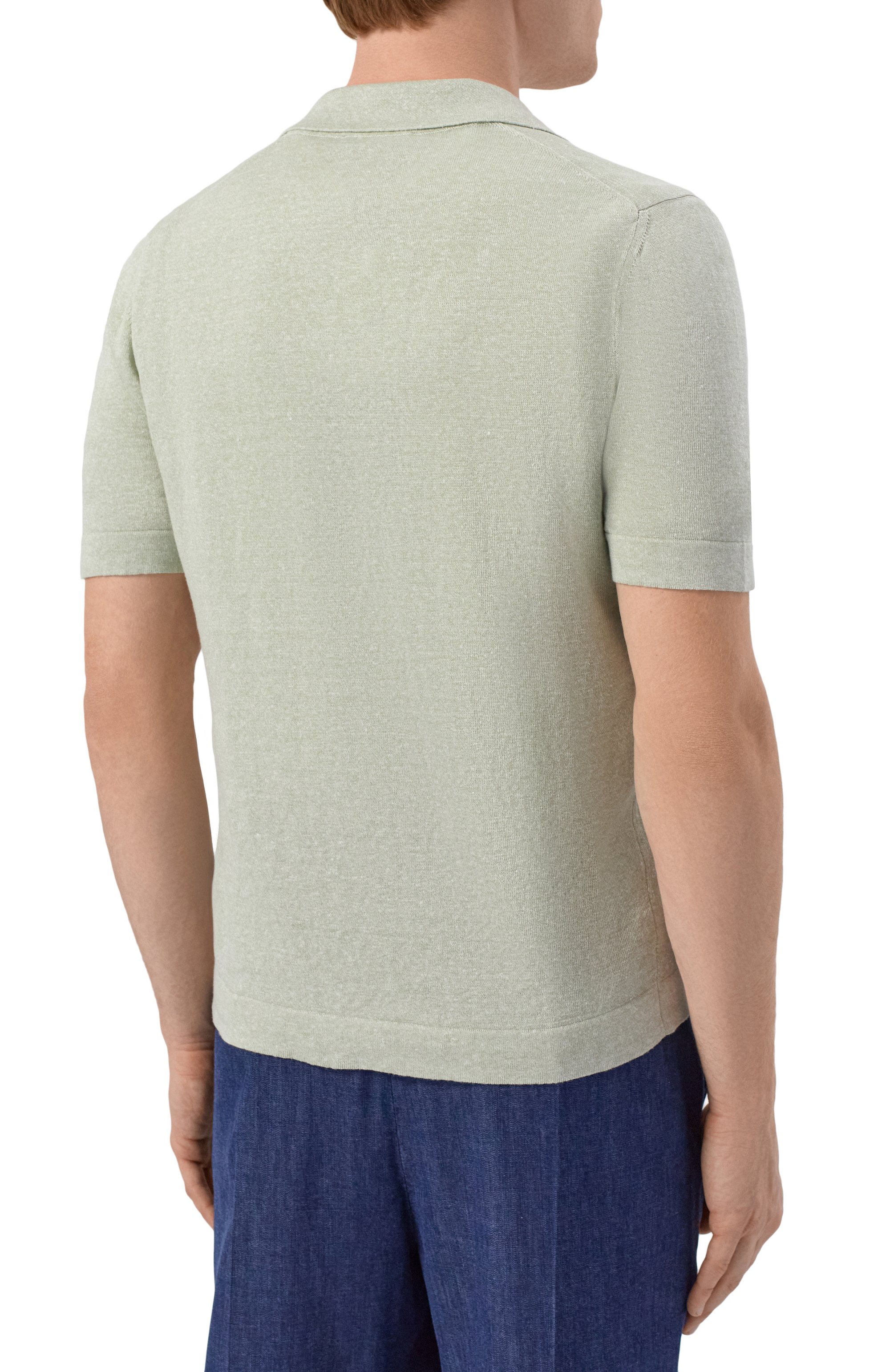 Рубашка изо льна и хлопка GRAN SASSO светло-зеленого цвета по цене 30850 руб., арт. 57184/18637, фото 4 Рубашка изо льна и хлопка GRAN SASSO, арт. 57184/18637, фото 4