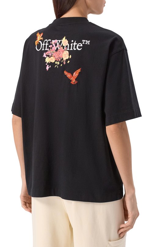 Хлопковая футболка Off-White 0WAA134S25JER0011001 Чёрный  0WAA134S25JER0011001 Фото 4