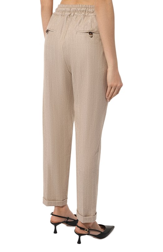 Брюки из шерсти и вискозы Kiton D55112K0554C Бежевый  D55112K0554C Фото 4