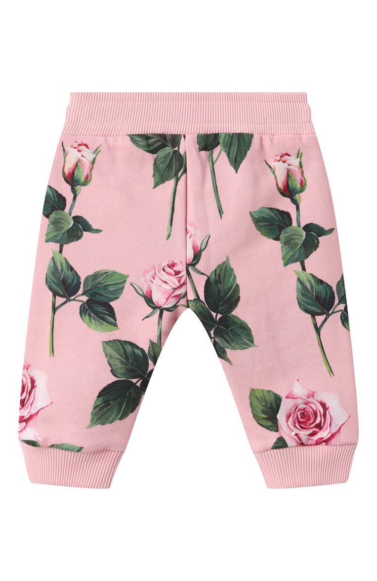 Детские хлопковые джоггеры DOLCE & GABBANA розового цвета, арт. L2JPC9/HS7P1 | Фото 2 (Нос: Не проставлено; Материал сплава: Проставлено; Кросс-КТ НВ: Джоггеры; Материал внешний: Хлопок; Ростовка одежда: 3 мес | 62 см, 6 мес | 68 см, 9 мес | 74 см, 24 мес | 92 см, 18 мес | 86 см, 12 мес | 80 см)