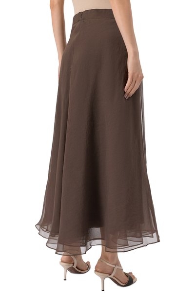 Шелковая юбка BRUNELLO CUCINELLI коричневого цвета по цене 262500 руб., арт. MP940G3875, фото 4 Шелковая юбка BRUNELLO CUCINELLI, арт. MP940G3875, фото 4
