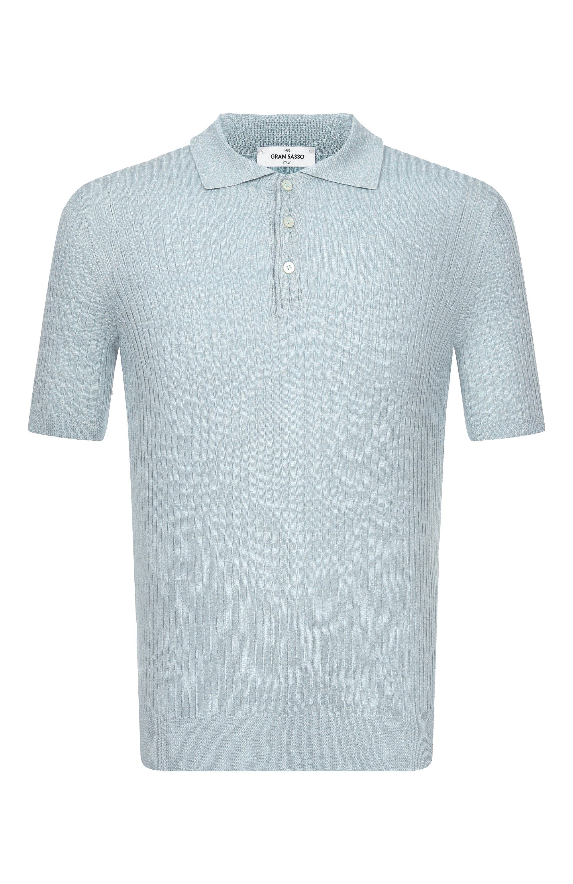 Поло изо льна и хлопка GRAN SASSO голубого цвета по цене 31250 руб., арт. 57118/18641, фото 1 Поло изо льна и хлопка GRAN SASSO, арт. 57118/18641, фото 1