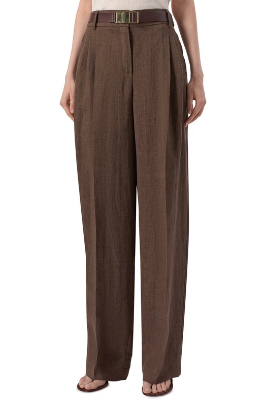 Льняные брюки Max Mara Studio SIAMESE Коричневый  SIAMESE Фото 3
