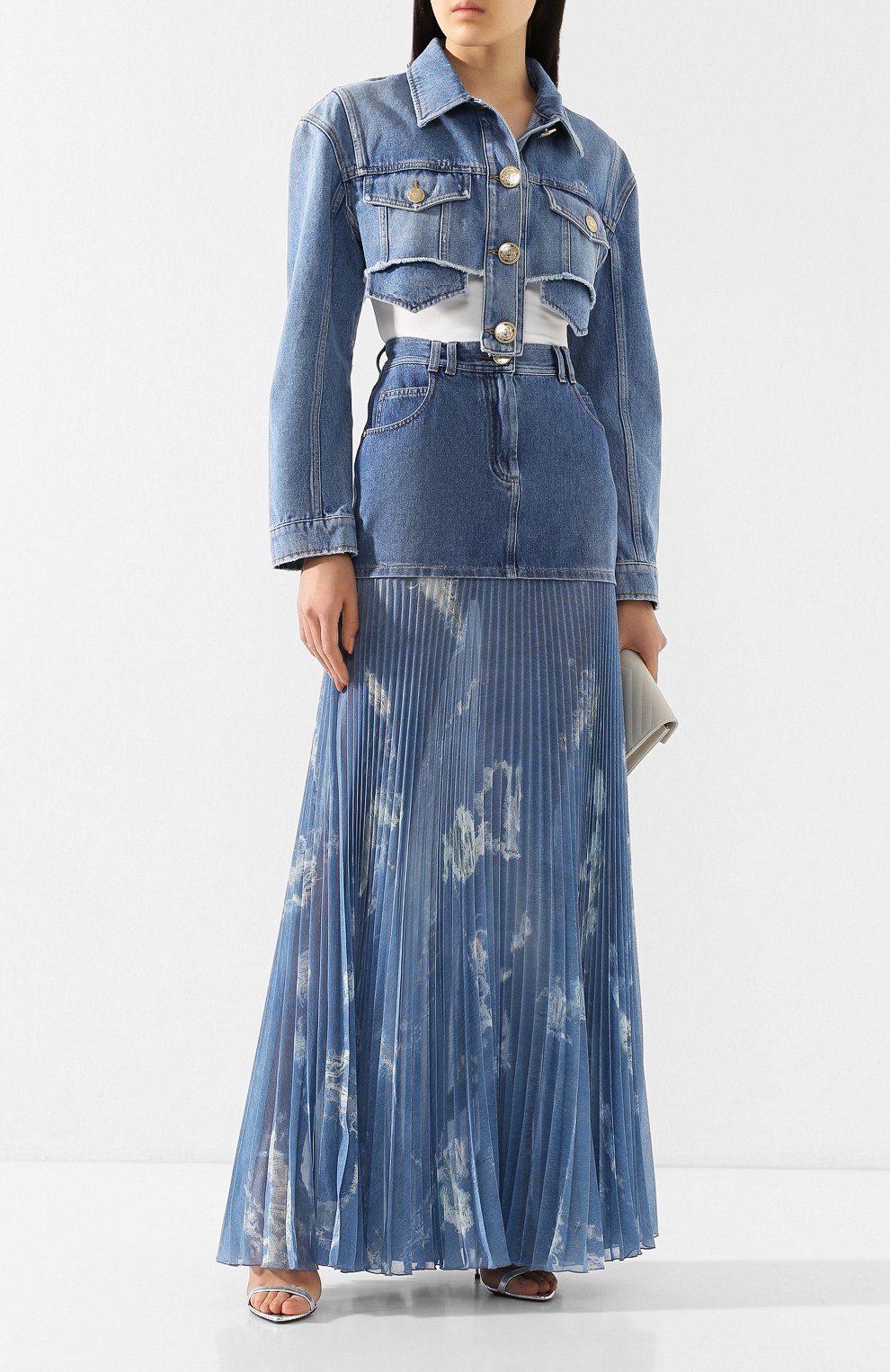 Джинсовая куртка BALMAIN голубого цвета по цене 118500 руб., арт. TF18122/D006, фото 2 Джинсовая куртка BALMAIN, арт. TF18122/D006, фото 2