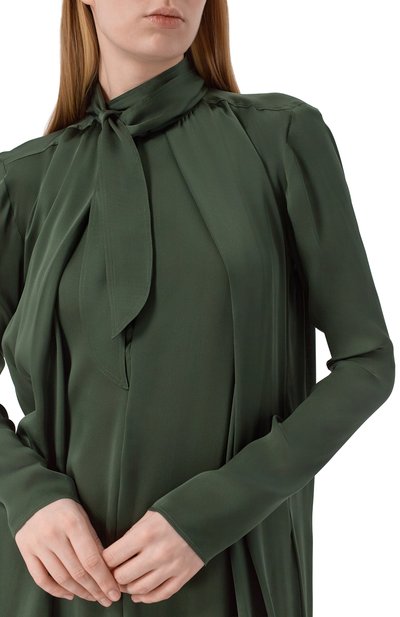 Шелковое платье PETAR PETROV темно-зеленого цвета по цене 274500 руб., арт. S26TD9, фото 4 Шелковое платье PETAR PETROV, арт. S26TD9, фото 4