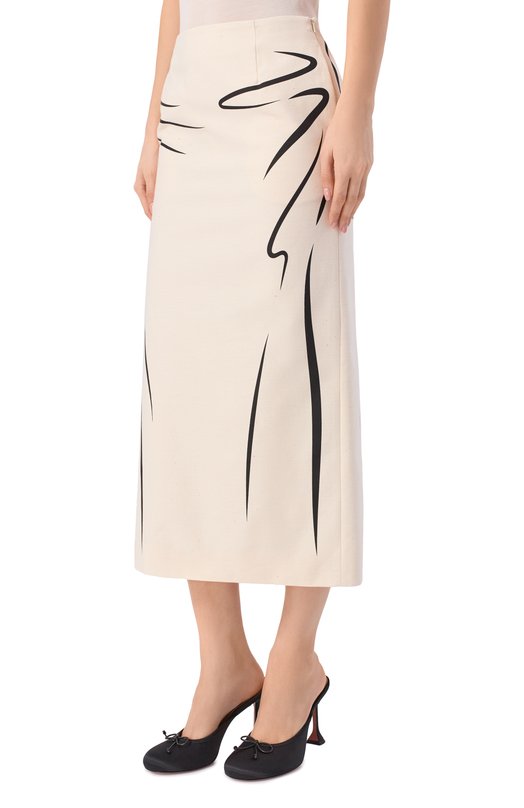 Хлопковая юбка Moschino A0107/0422 Кремовый  A0107/0422 Фото 3