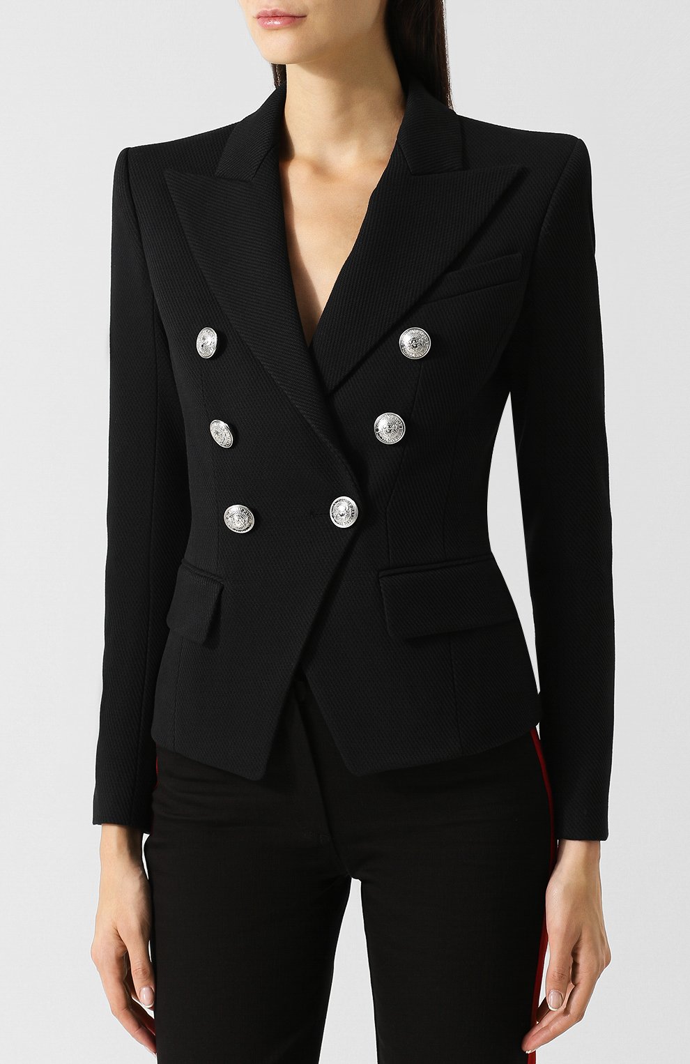 Двубортный приталенный жакет из смеси хлопка и шерсти BALMAIN, арт. 147004/C001, фото 3