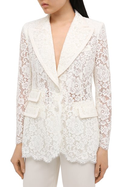 Жакет DOLCE & GABBANA белого цвета по цене 363000 руб., арт. F29EPT/HLMEA, фото 3 Жакет DOLCE & GABBANA, арт. F29EPT/HLMEA, фото 3