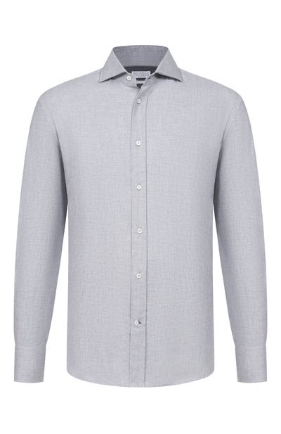 Мужская рубашка из хлопка и лиоцелла BRUNELLO CUCINELLI, арт. MY6371718