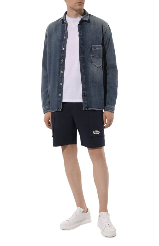 Шорты из хлопка и льна Tee Library Синий, фото 2