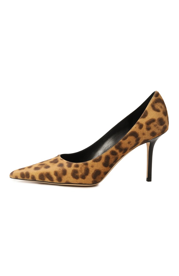 Женские кожаные туфли love 85 JIMMY CHOO леопардового цвета, арт. L0VE 85/PWJ | Фото 4 (Материал внутренний: Натуральная кожа; Каблук высота: Высокий; Подошва: Плоская; Материал внешний: Натуральная кожа; Каблук тип: Шпилька)