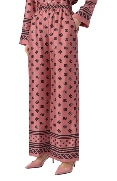 Шелковые брюки DOLCE & GABBANA розового цвета по цене 154000 руб., арт. FTAMPT/GDCVJ, фото 3 Шелковые брюки DOLCE & GABBANA, арт. FTAMPT/GDCVJ, фото 3