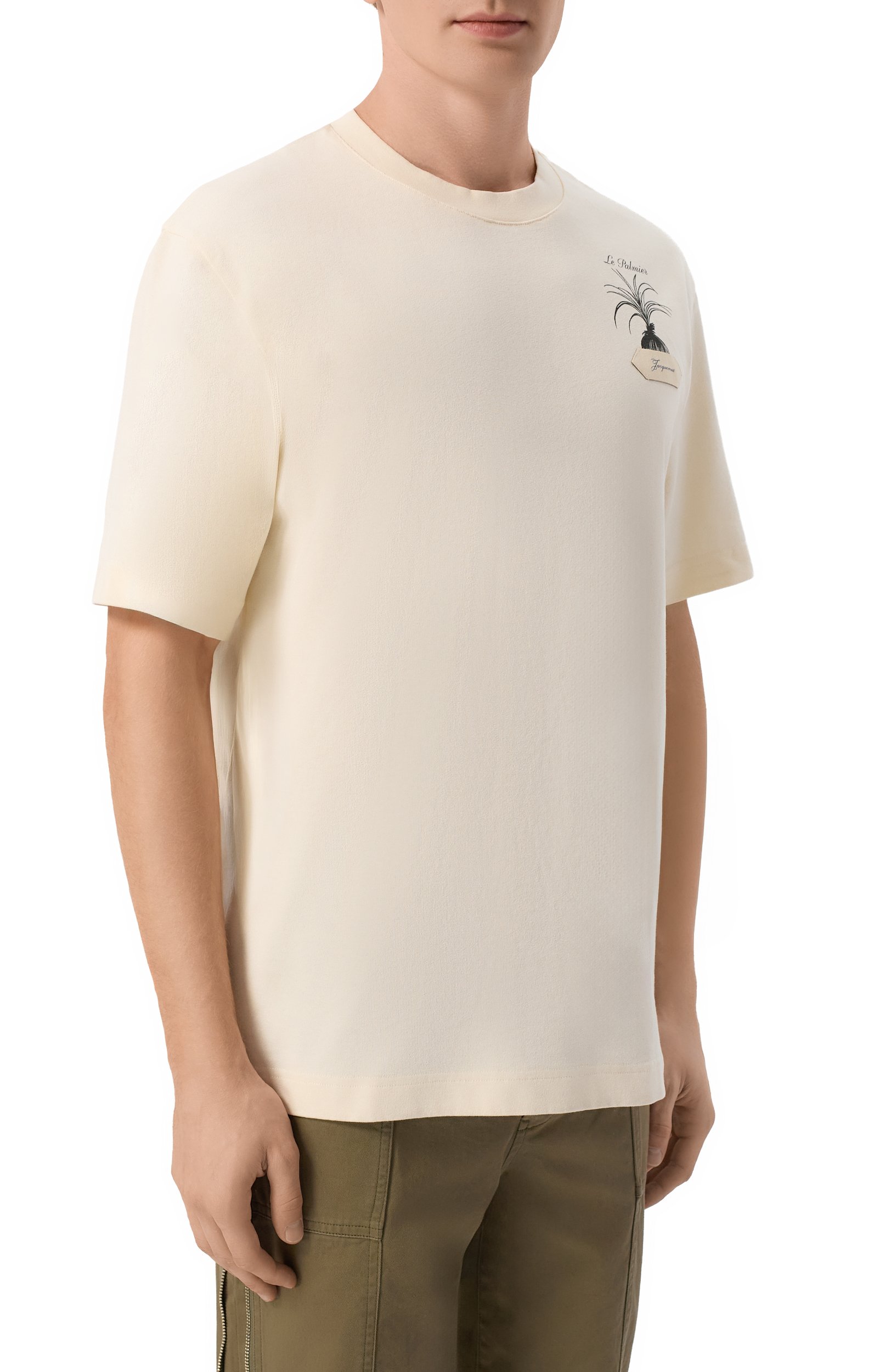 Хлопковая футболка JACQUEMUS кремового цвета по цене 27800 руб., арт. 26HTSU00354/AJ00226, фото 3 Хлопковая футболка JACQUEMUS, арт. 26HTSU00354/AJ00226, фото 3