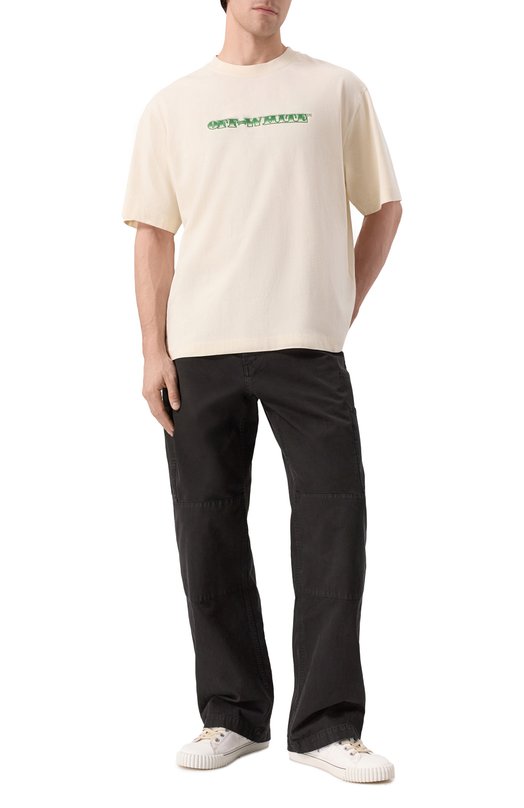 Хлопковая футболка Off-White 0MAA120S25JER00E Кремовый  0MAA120S25JER00E Фото 2