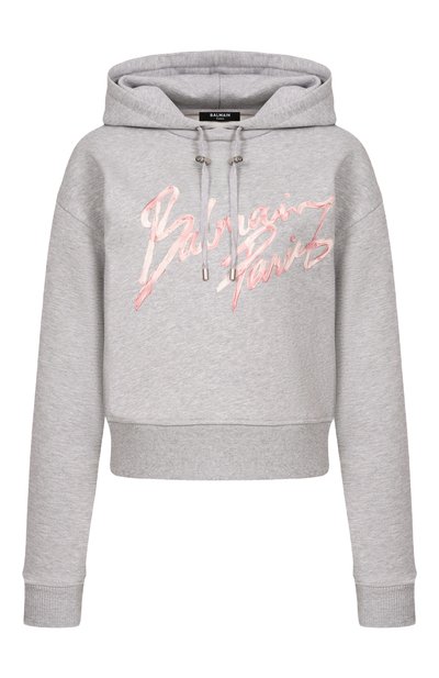 Женский хлопковое худи BALMAIN, арт. GF1JR030/BD43