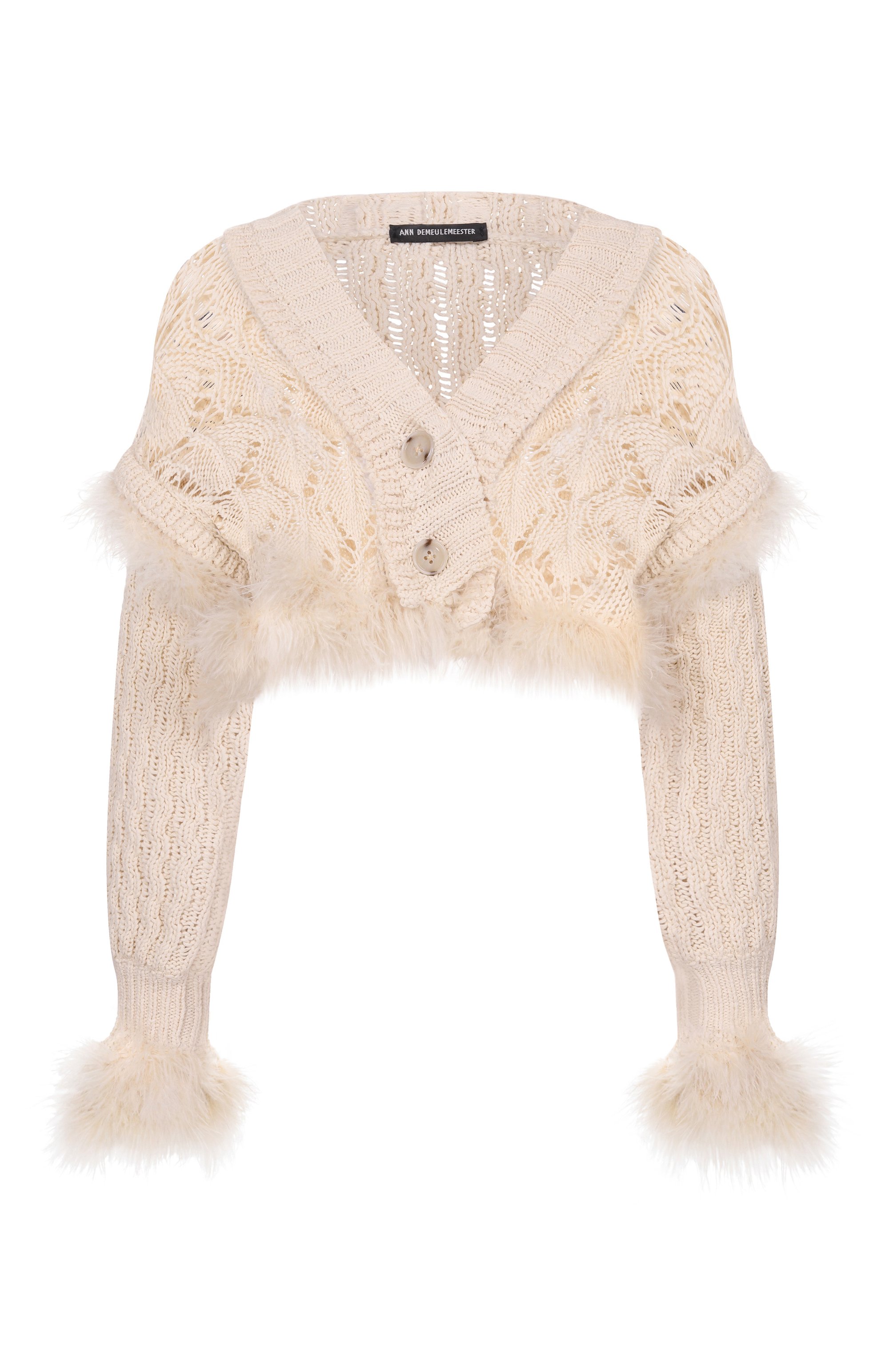 Хлопковый кардиган с отделкой перьями ANN DEMEULEMEESTER, арт. B0013953/KN089, фото 1