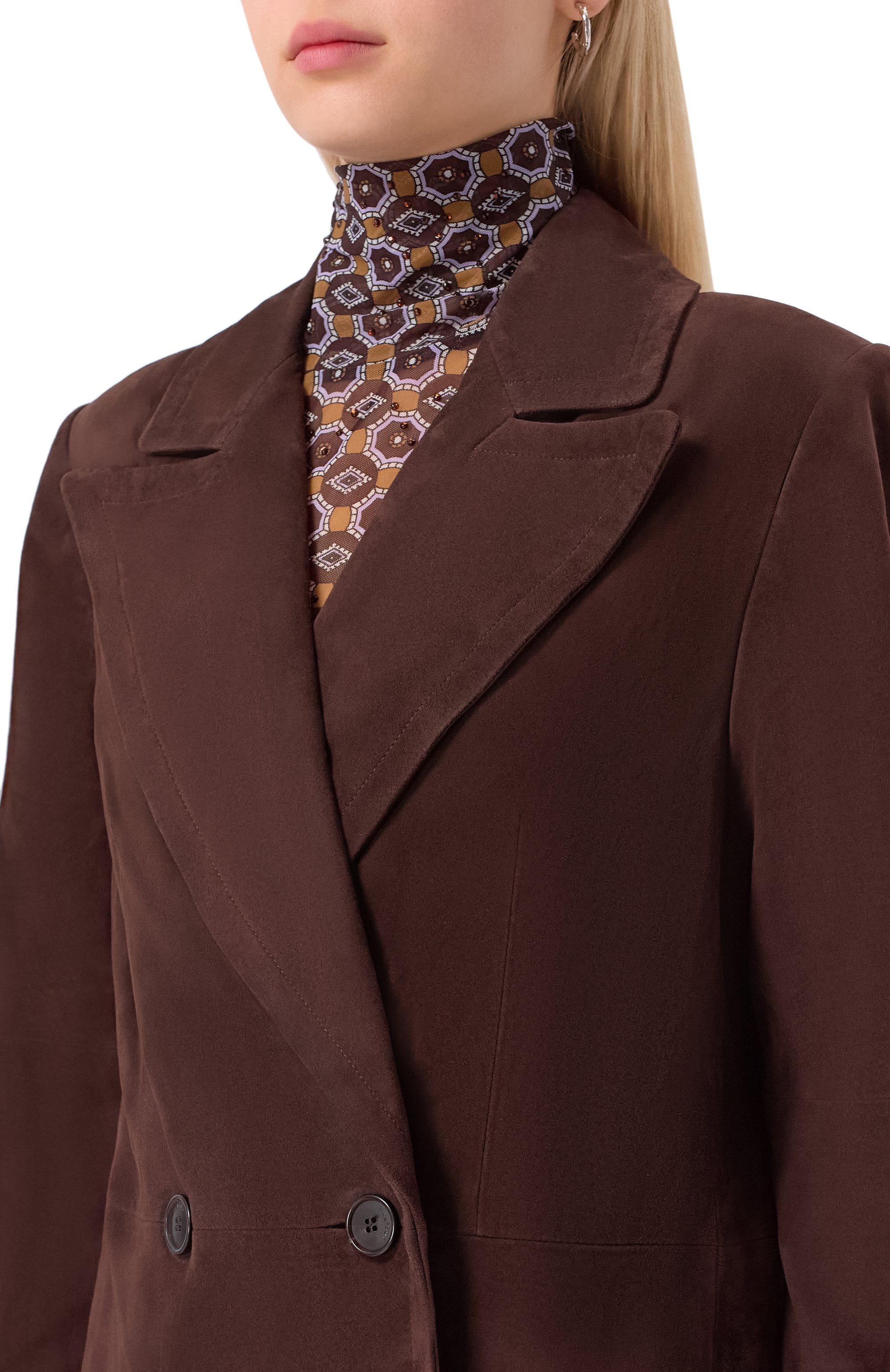 Замшевое пальто HALFBOY темно-коричневого цвета по цене 247000 руб., арт. HF251WL020, фото 5 Замшевое пальто HALFBOY, арт. HF251WL020, фото 5