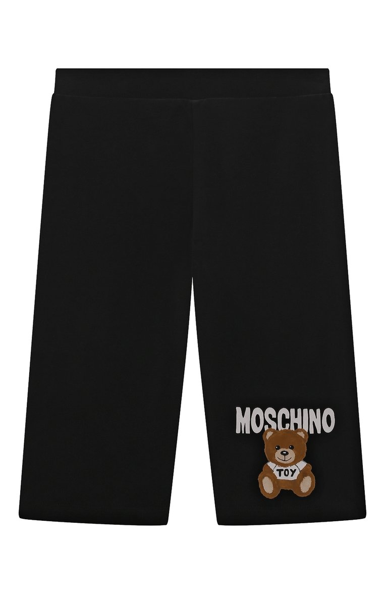 Детские хлопковые шорты MOSCHINO черного цвета, арт. HDQ00Y/LBA10/4-8 | Фото 1 (Материал внешний: Хлопок; Случай: Повседневный; Нос: Не проставлено)