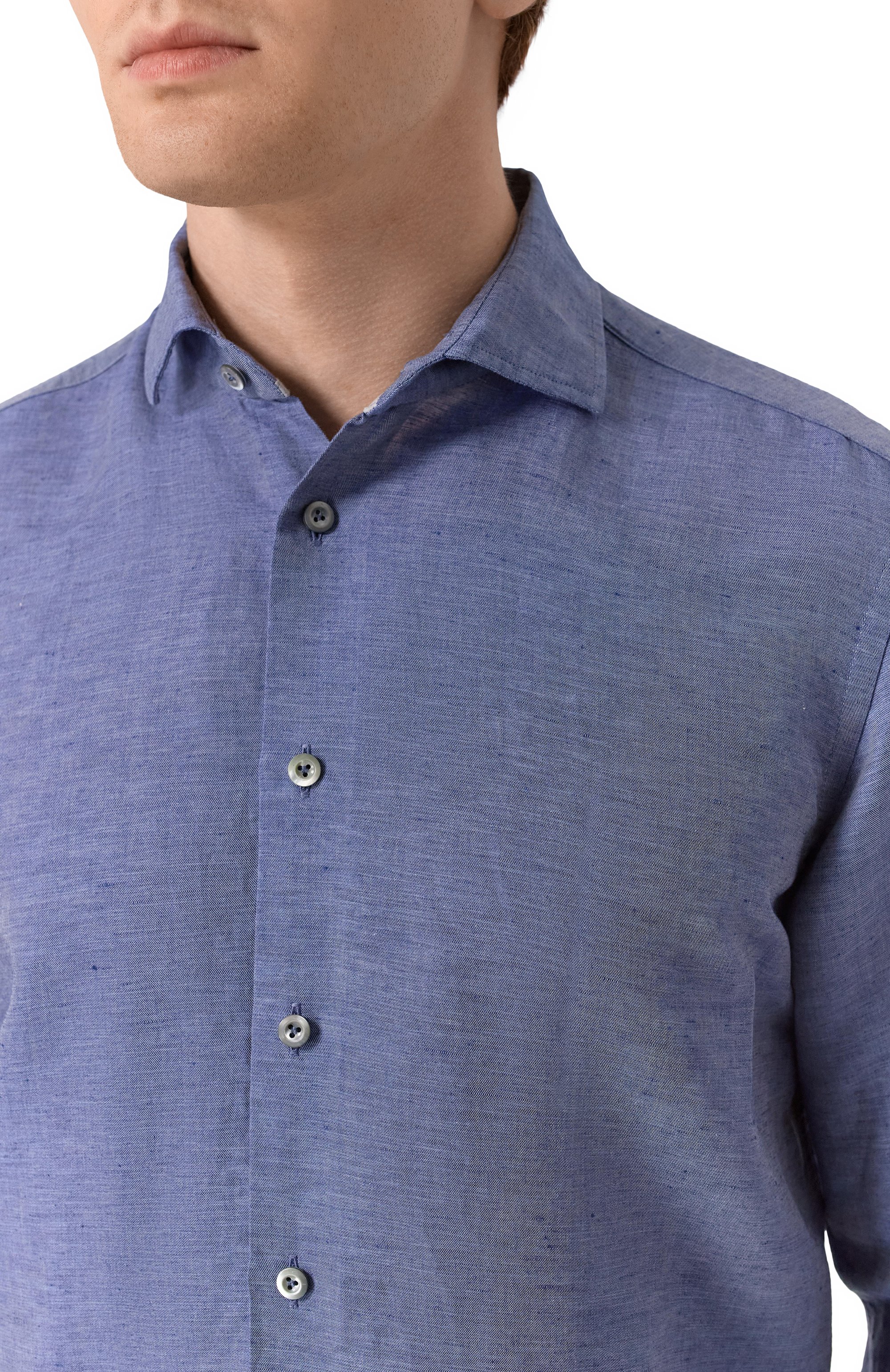 Льняная рубашка VAN LAACK темно-синего цвета по цене 36100 руб., арт. VL-RIK0S-TF02W/150316, фото 5 Льняная рубашка VAN LAACK, арт. VL-RIK0S-TF02W/150316, фото 5